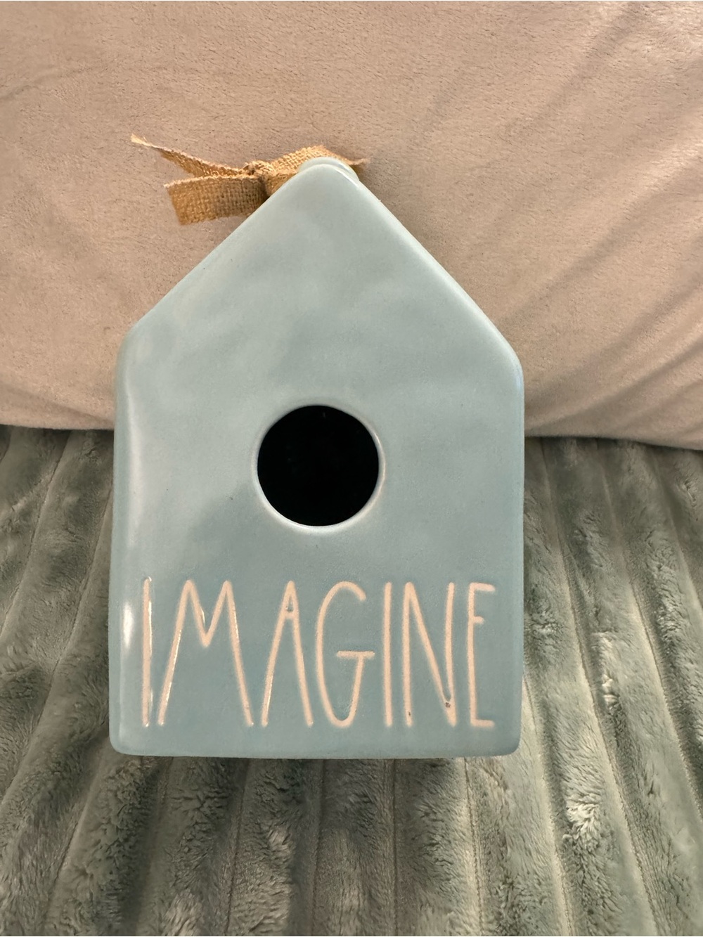 Rae Dunn Blue 'IMAGINE' Birdhouse Décor